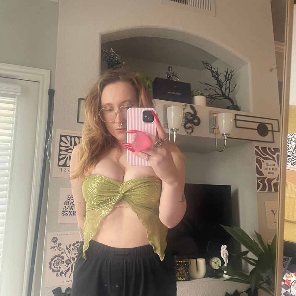 Twist front green tube top